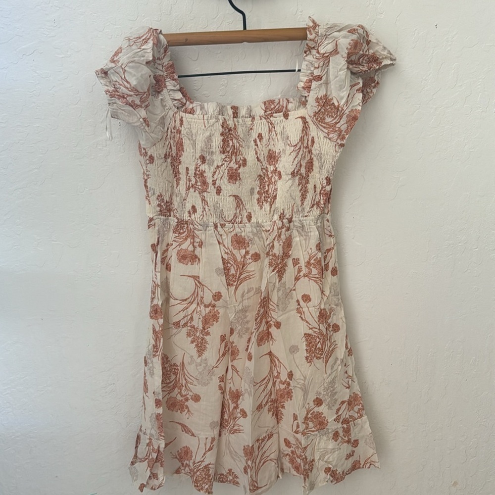 Promesa Flowers In The Wind Mini Smocked Baby Doll Dress Cream Orange FLORAL S - Picture 9 of 9
